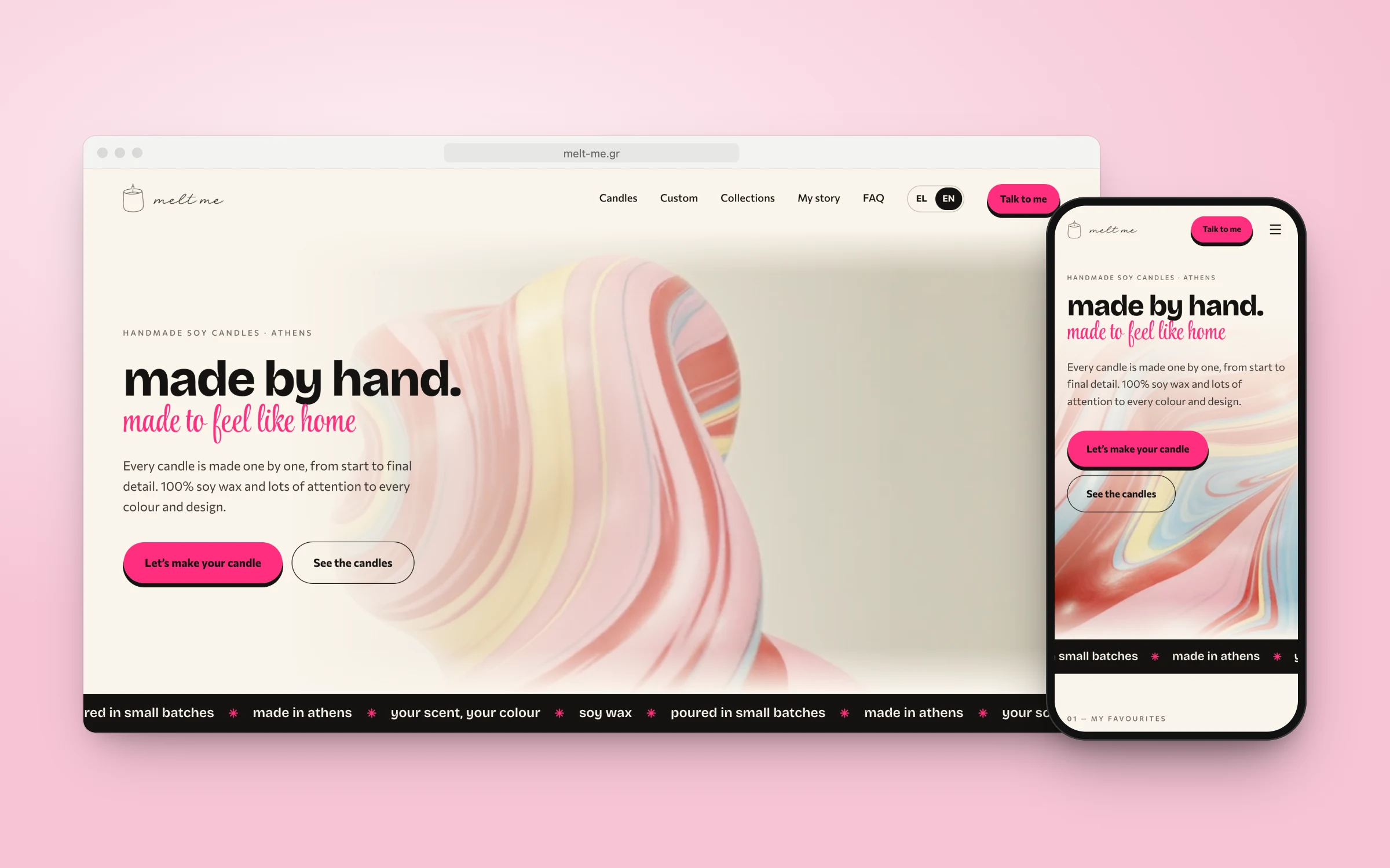 melt-me.gr on desktop and mobile