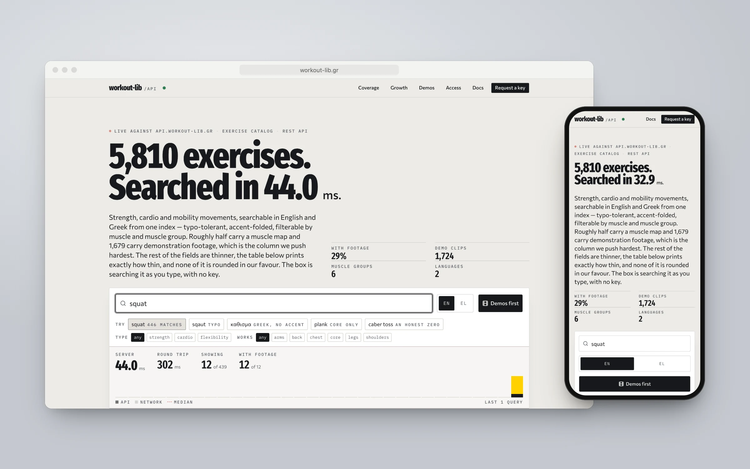 workout-lib.gr on desktop and mobile